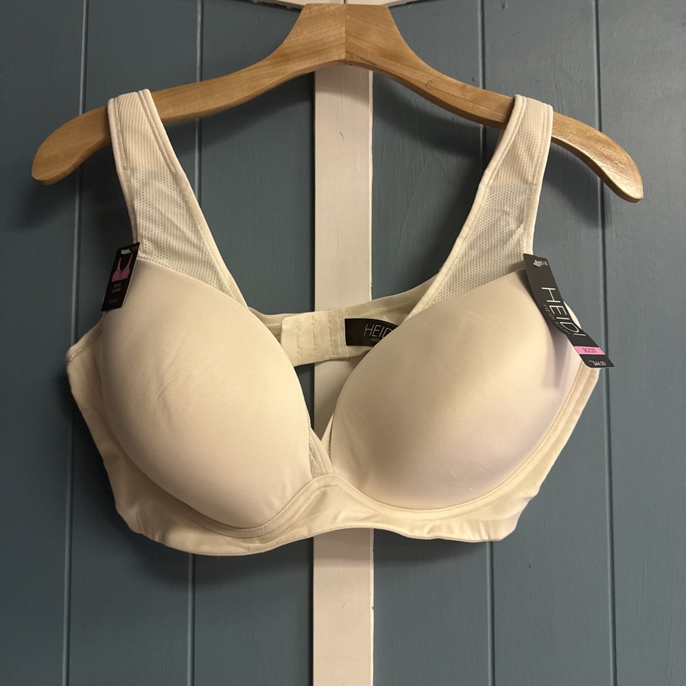 NWT‎ Heidi Klum Boost Lounge Push-Up Bra H241-1177B Ivory W/ Mesh 8/XL